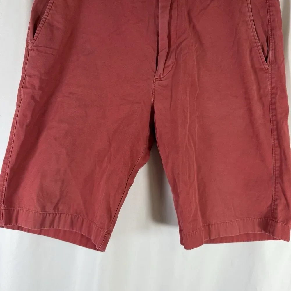 J. Crew Shorts Men's 32 Red Chino Flat Front 10.5